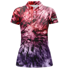 Load image into Gallery viewer, Womens golf polo shirts custom colorful red purple tie dye women&#39;s golf attire, apparel for ladies NQS6033