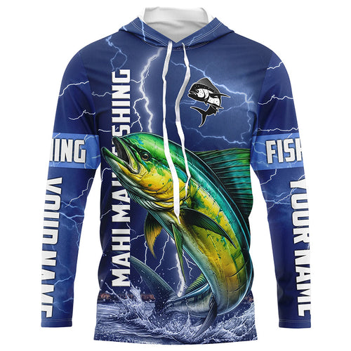 Mahi Mahi Fishing blue lightning jerseys custom performance Long Sleeve tournament fishing shirts NQS8150