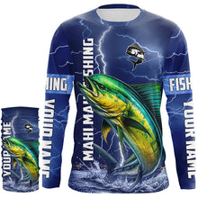 Load image into Gallery viewer, Mahi Mahi Fishing blue lightning jerseys custom performance Long Sleeve tournament fishing shirts NQS8150