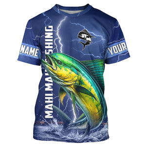 Mahi Mahi Fishing blue lightning jerseys custom performance Long Sleeve tournament fishing shirts NQS8150