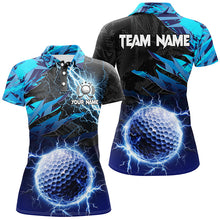 Load image into Gallery viewer, Blue Camo lightning thunder Golf ball custom Womens golf polo shirts, golf apparel for ladies NQS8153