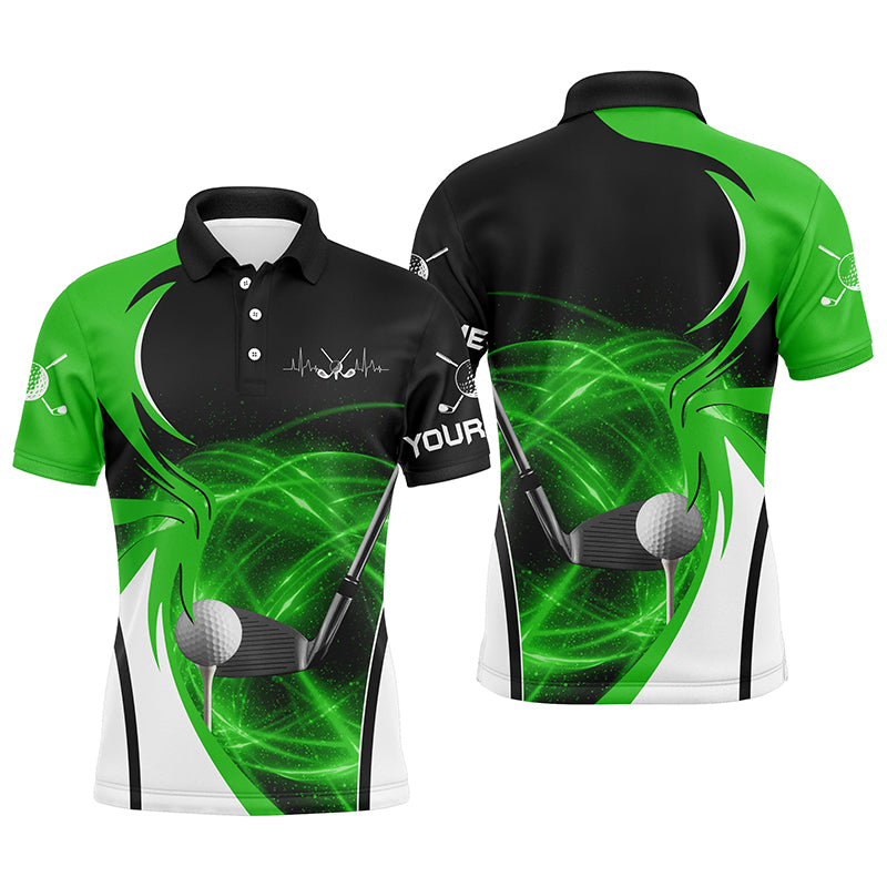 Mens golf polo shirts custom golf ball clubs, personalized golf gifts for men | Green NQS6257