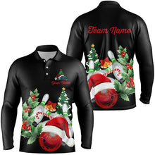 Load image into Gallery viewer, Christmas Bowling Shirts Custom Men Bowling Polo, Quarter zip Shirts black team league bowling jerseys NQS8823