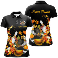 Load image into Gallery viewer, Thanksgiving Bowling Shirt Custom Women Bowling Polo, 1/4 zip Shirt black team league bowling jerseys NQS8824