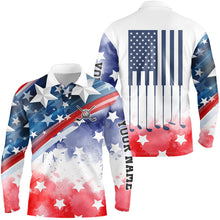 Load image into Gallery viewer, Watercolor American Flag Mens polo golf shirts custom name patriotic  team golf shirts for mens NQS8827