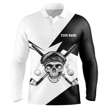 Load image into Gallery viewer, Black and White Skull golf clubs Men golf polo shirt custom Skull golf tops personalized golf gifts NQS8830