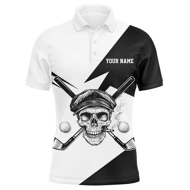 Black and White Skull golf clubs Men golf polo shirt custom Skull golf tops personalized golf gifts NQS8830