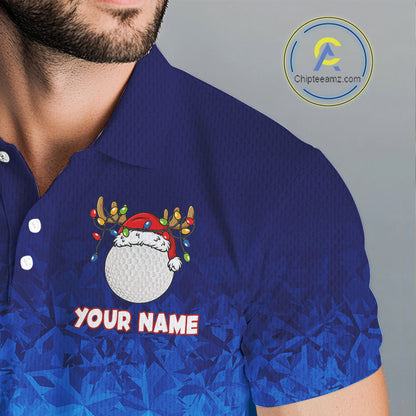 Blue Ice pattern Mens Christmas Golf Shirts Custom Golf clothes For Men, Christmas gifts NQS10970