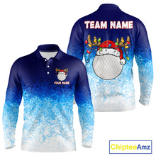 Load image into Gallery viewer, Blue Ice pattern Mens Christmas Golf Shirts Custom Golf clothes For Men, Christmas gifts NQS10970