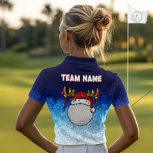 Load image into Gallery viewer, Blue Ice pattern Womens Christmas Golf Shirts Custom Golf clothes For Ladies, Christmas gifts NQS10970