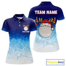 Load image into Gallery viewer, Blue Ice pattern Womens Christmas Golf Shirts Custom Golf clothes For Ladies, Christmas gifts NQS10970