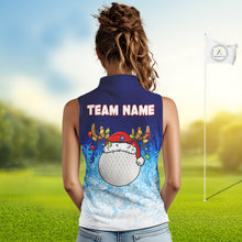 Load image into Gallery viewer, Blue Ice pattern Womens Christmas Sleeveless Polo Golf Shirts Custom Christmas golf gifts NQS10970