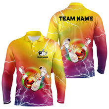 Load image into Gallery viewer, Gradient rainbow lightning thunder storm Bowling Shirts for Men Custom Team Bowling jerseys NQS9297