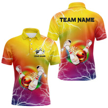 Load image into Gallery viewer, Gradient rainbow lightning thunder storm Bowling Shirts for Men Custom Team Bowling jerseys NQS9297