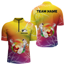 Load image into Gallery viewer, Gradient rainbow lightning thunder storm Bowling Shirts for Men Custom Team Bowling jerseys NQS9297