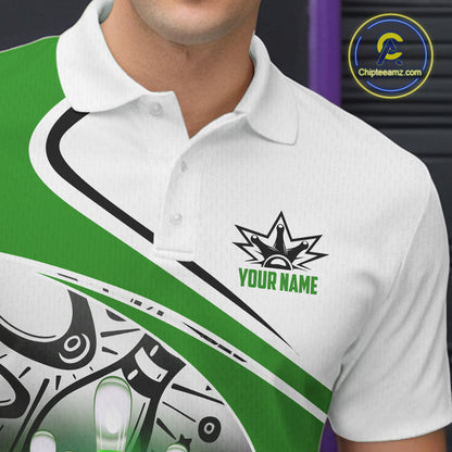 Funny Bowling Shirts For Men custom name There is no crying in bowling just lots of swearing | Green NQS11350