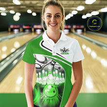 Load image into Gallery viewer, Funny Bowling Shirt For Women custom name There is no crying in bowling just lots of swearing | Green NQS11350