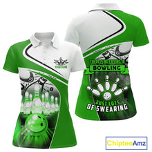 Load image into Gallery viewer, Funny Bowling Shirt For Women custom name There is no crying in bowling just lots of swearing | Green NQS11350