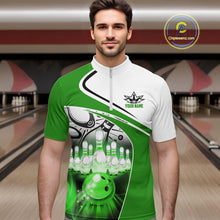 Load image into Gallery viewer, Funny Bowling Shirts For Men custom name There is no crying in bowling just lots of swearing | Green NQS11350