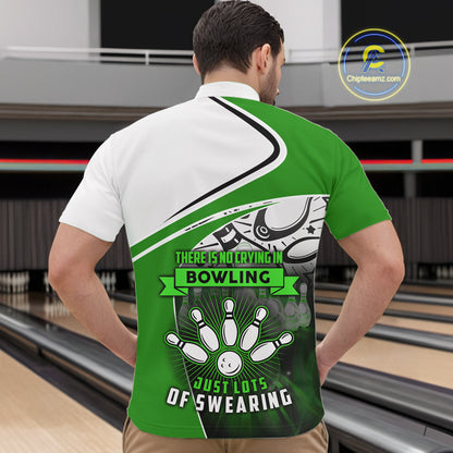 Funny Bowling Shirts For Men custom name There is no crying in bowling just lots of swearing | Green NQS11350