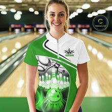 Load image into Gallery viewer, Funny Bowling Shirt For Women custom name There is no crying in bowling just lots of swearing | Green NQS11350