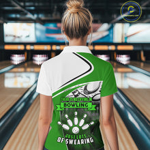 Load image into Gallery viewer, Funny Bowling Shirt For Women custom name There is no crying in bowling just lots of swearing | Green NQS11350