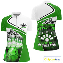 Load image into Gallery viewer, Funny Bowling Shirt For Women custom name There is no crying in bowling just lots of swearing | Green NQS11350