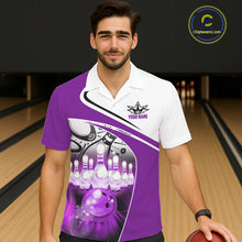 Load image into Gallery viewer, Funny Bowling Hawaiian Shirt custom name There is no crying in bowling just lots of swearing | Purple NQS11351