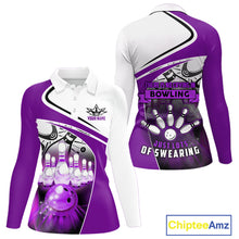 Load image into Gallery viewer, Funny Bowling Shirt For Women custom name There is no crying in bowling just lots of swearing| Purple NQS11351