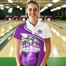 Load image into Gallery viewer, Funny Bowling Shirt For Women custom name There is no crying in bowling just lots of swearing| Purple NQS11351