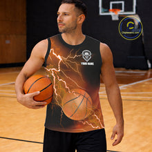 Load image into Gallery viewer, Custom orange lightning thunder Basketball Team Jersey, personalized All Over Print Basketball Shirts NQS11354