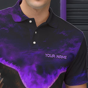 Personalized Purple Flame Eagle Custom Bowling Team Shirts For Mens, Fire Eagle Bowling League Jersey NQS9615