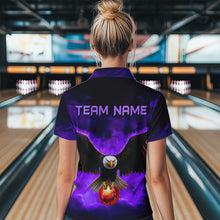 Load image into Gallery viewer, Personalized Purple Flame Eagle Custom Bowling Team Shirts For Women, Fire Eagle Bowling League Jersey NQS9615