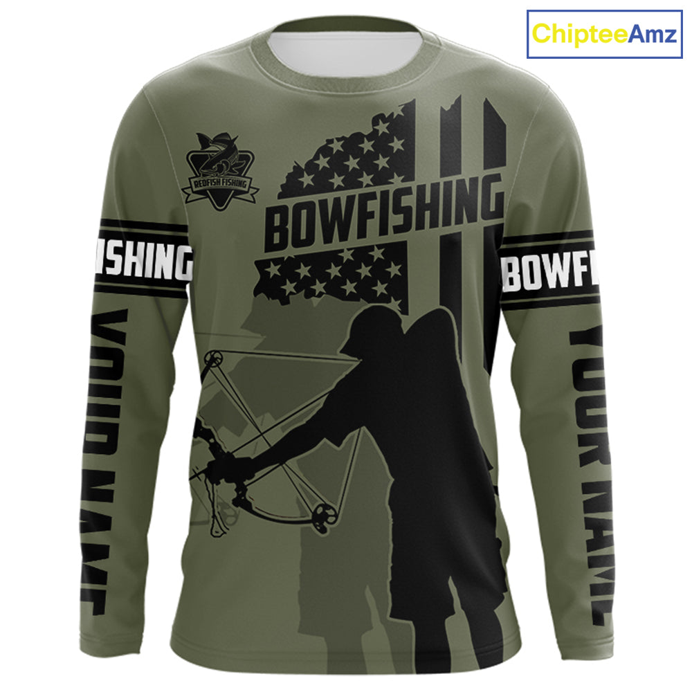 Redfish hunter bowfishing American flag Custom UV sun protection Long sleeve Fishing Shirts jerseys NQS9618
