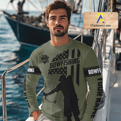 Redfish hunter bowfishing American flag Custom UV sun protection Long sleeve Fishing Shirts jerseys NQS9618