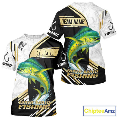 Personalized Mahi Mahi fishing shirts Custom sun protection Dorado fishing team jerseys | Gold NQS11687