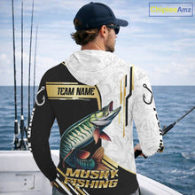 Load image into Gallery viewer, Personalized Musky fishing shirts Custom sun protection Muskie fishing team jerseys | Gold NQS11689