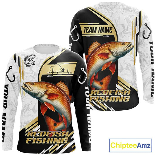 Personalized Redfish fishing shirts Custom sun protection Red Drum fishing team jerseys | Gold NQS11690