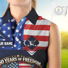 Load image into Gallery viewer, Freedom 250th Anniversary American Flag Sleeveless Golf Polo shirts Custom patriotic team golf outfit NQS11693