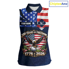 Load image into Gallery viewer, Freedom 250th Anniversary American Flag Sleeveless Golf Polo shirts Custom patriotic team golf outfit NQS11693