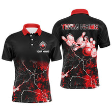 Load image into Gallery viewer, Men Bowling Polo Shirt Red lightning thunder custom Bowling Ball Pins bowling jerseys for Bowler NQS7377