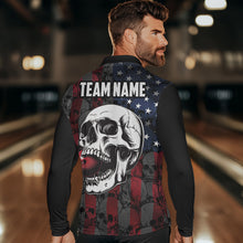 Load image into Gallery viewer, American Flag Skull Camo Bowling Shirt For Men Custom patriotic Team Jersey bowling attire for men NQS9790