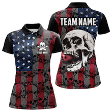 Load image into Gallery viewer, American Flag Skull Camo Bowling Shirt For Women Custom patriotic Team Jersey bowling attire for Women NQS9790