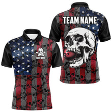 Load image into Gallery viewer, American Flag Skull Camo Bowling Shirt For Men Custom patriotic Team Jersey bowling attire for men NQS9790