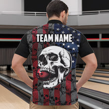 Load image into Gallery viewer, American Flag Skull Camo Bowling Shirt For Men Custom patriotic Team Jersey bowling attire for men NQS9790