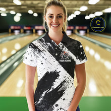 Load image into Gallery viewer, Black and White camo Flame Skull Bowling Shirts For Women Custom Bowling Team Jersey bowlers outfit NQS9795