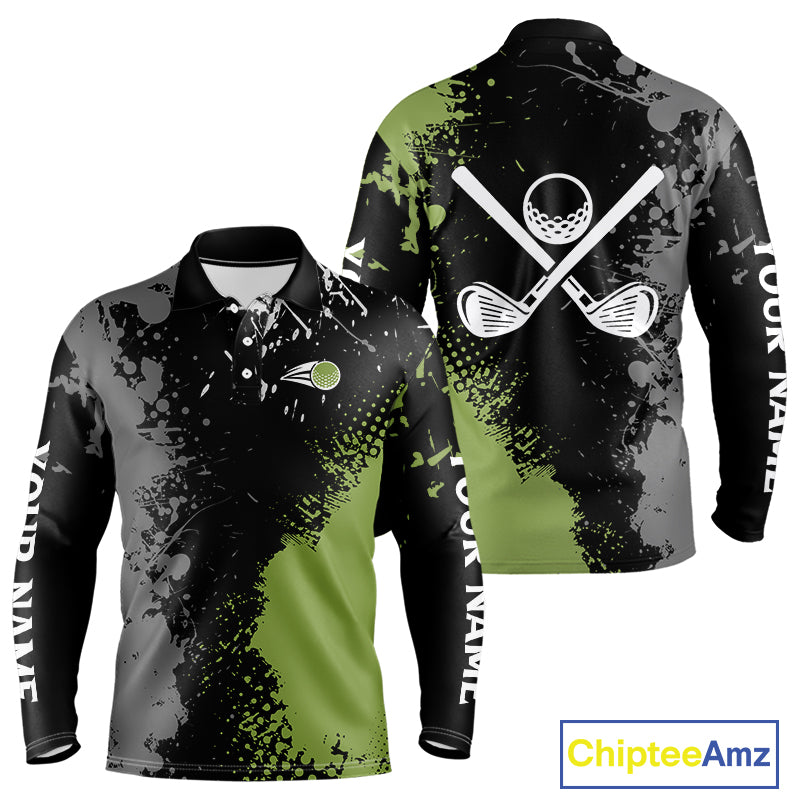 Black and Green Camo Golf Polo shirt for Men Custom golf team uniform golf outfit NQS9797