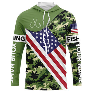 Green camo American flag Custom patriotic performance Fishing Shirts, tournament fishing jerseys NQS7566