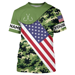 Green camo American flag Custom patriotic performance Fishing Shirts, tournament fishing jerseys NQS7566