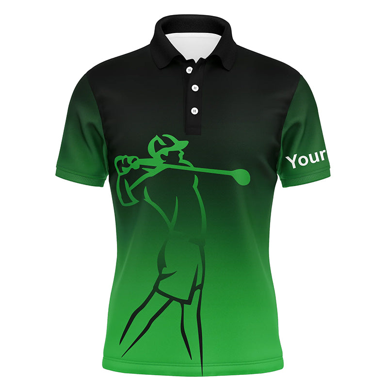 Mens golf polos shirts custom name green gradient golf apparel, coolest polo shirts for mens NQS7952